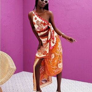 FARM Rio Mixed Scarves One Shoulder Dress